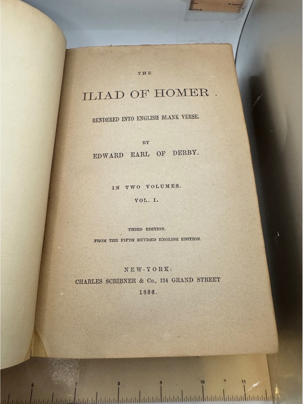 The Iliad of Homer by Edward Earl of Derby - 1866 Vintage Hardcover Book